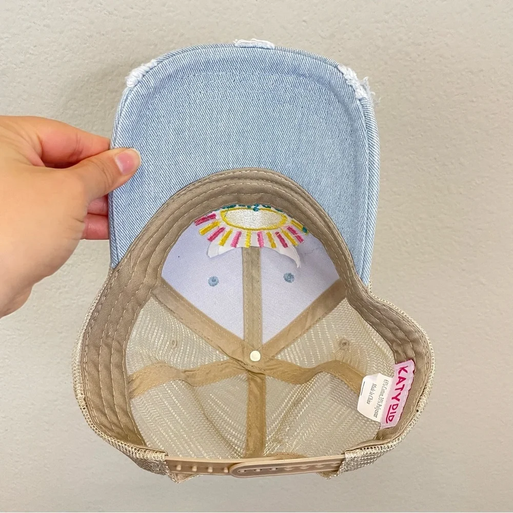 Katydid Sunkissed Embroidered Denim Trucker‎ Hat NWT